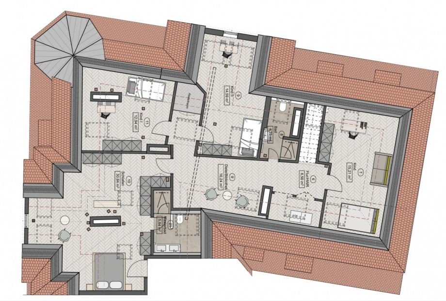 Grundriss 5. OG Wohnung M�nchen