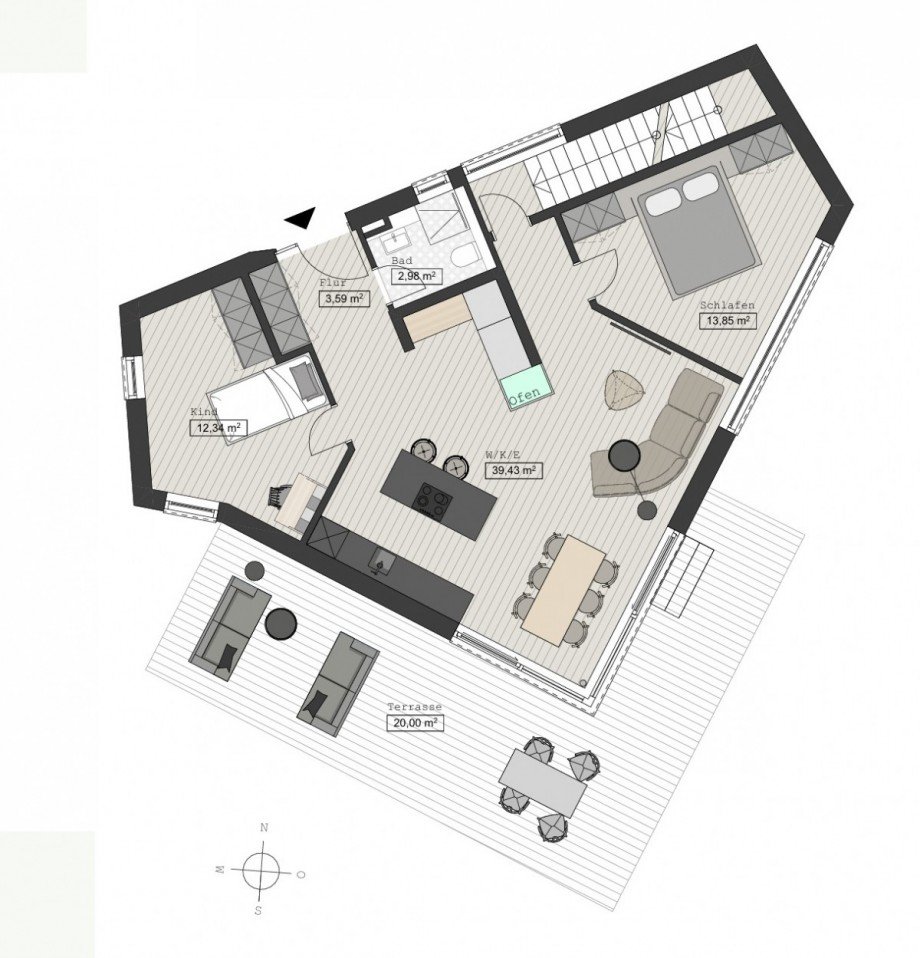 Grundrissvariante EG Wohnung Dachau