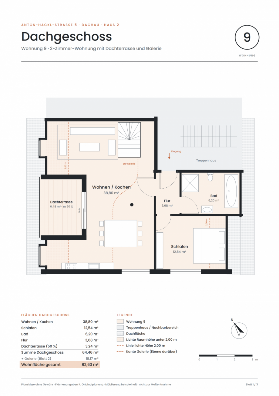 Grundriss_Dachgeschoss Dachgeschosswohnung Dachau