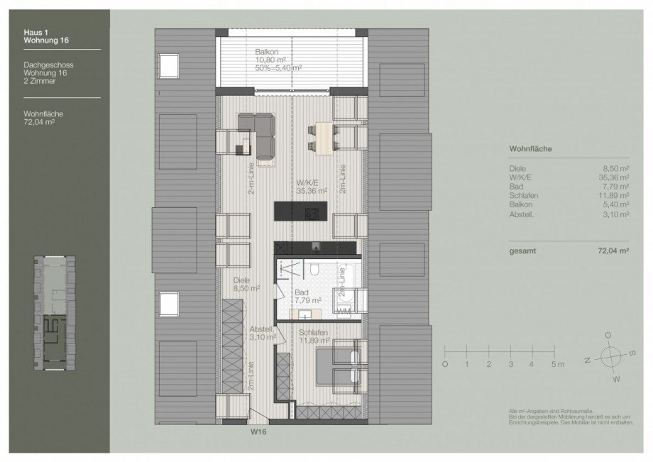 Grundriss Dachgeschosswohnung Dachau
