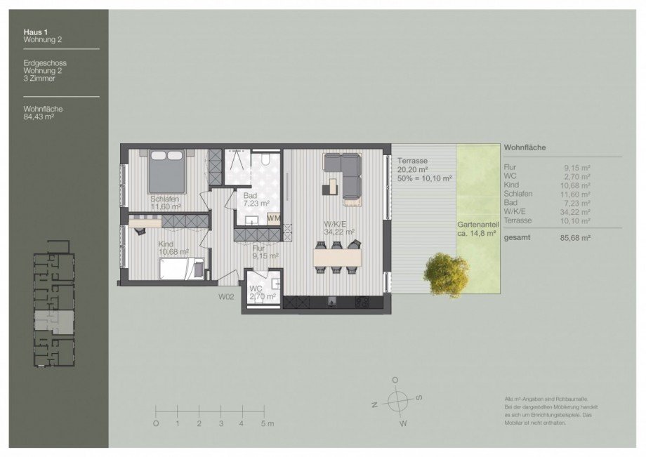 Grundriss Erdgeschosswohnung Dachau