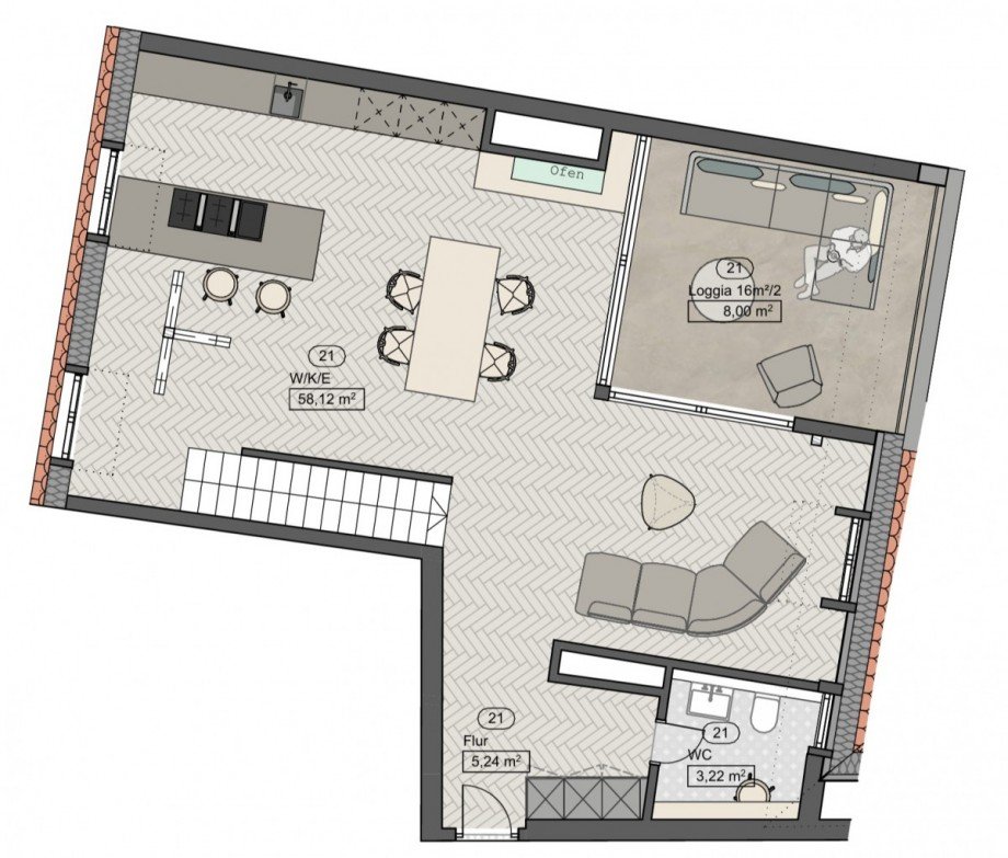 Grundriss 4. OG Wohnung M�nchen
