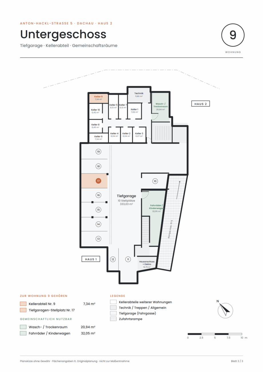 Grundriss_UG-Tiefgarage Dachgeschosswohnung Dachau