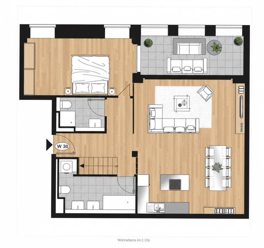 Grundriss 2. OG Wohnung Augsburg