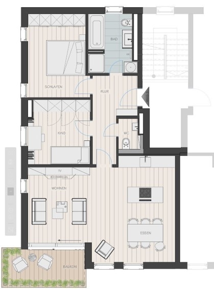 Grundriss Wohnung 3_ Etagenwohnung M�nchen